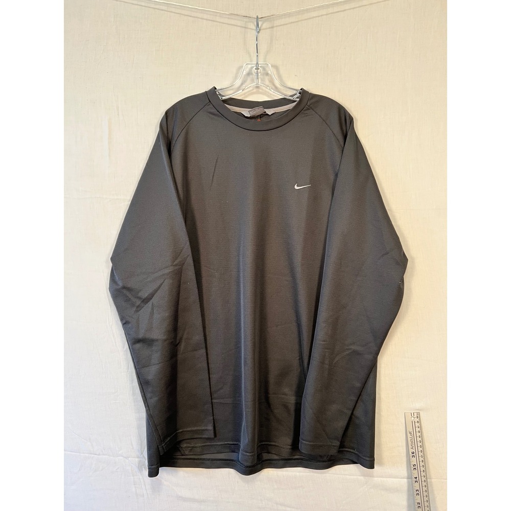 Nike Mens XL Long Sleeve Performance Training Shirt Gray Orange RN 56323